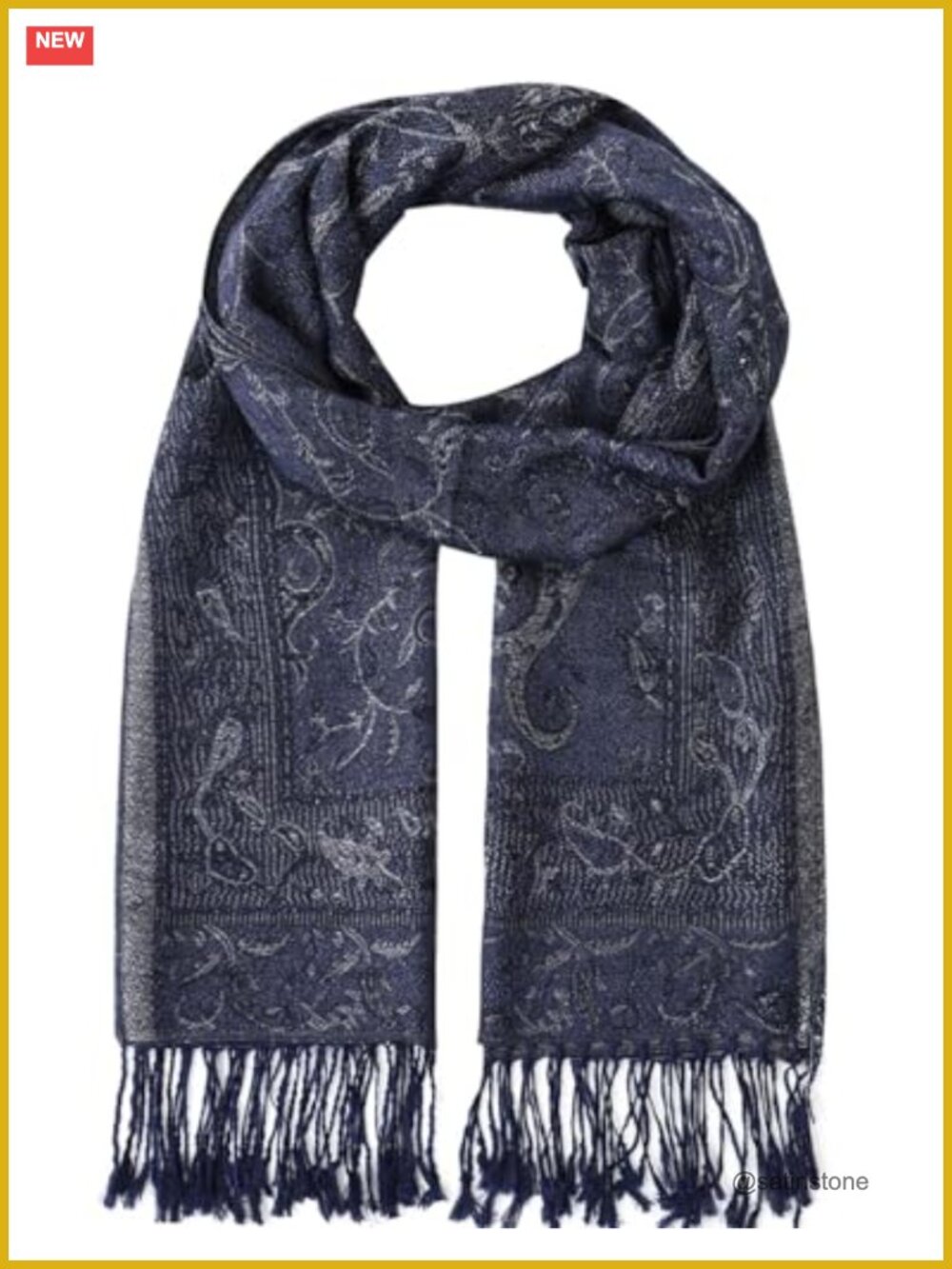 Soft Silky Pashmina Shawl Wrap Fringes Paisley Scarf